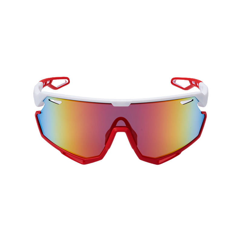 SP015 Sport-Fahrradbrille, rot-weißer Rahmen + rote Gläser