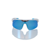 Sport-Sonnenbrille, weißer Rahmen, blaue Gläser