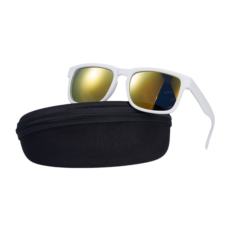 SP010 Polarisierte Fahrradbrille, weißer Rahmen + gelbe Gläser