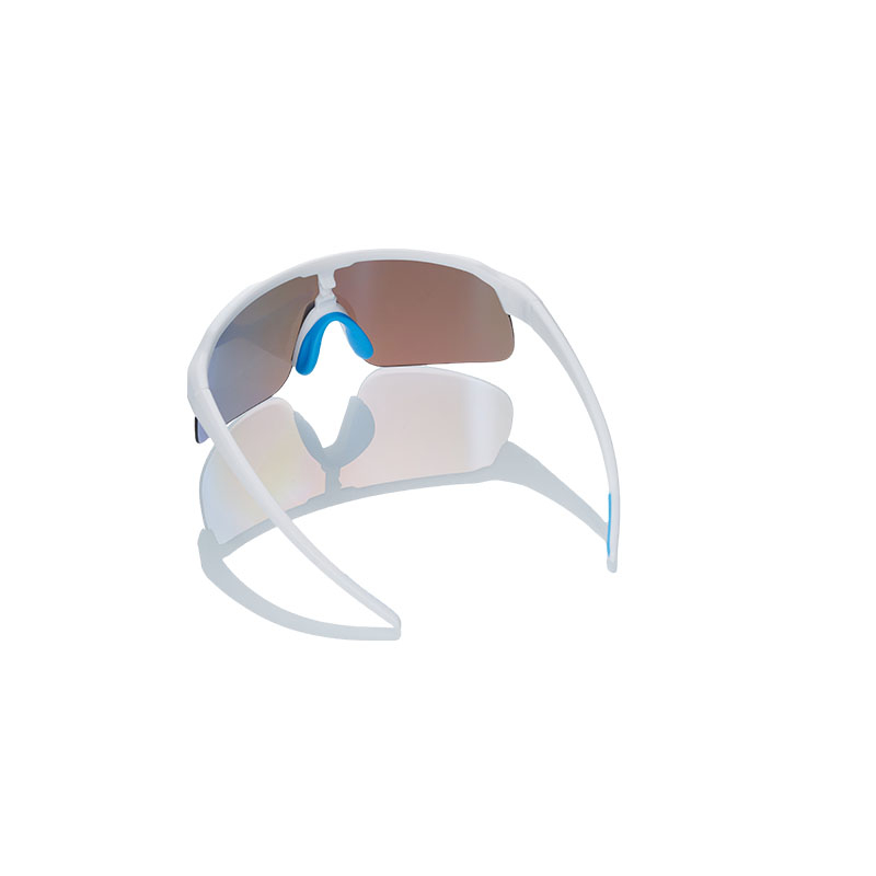 Sport-Sonnenbrille, weißer Rahmen, blaue Gläser