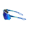 SP015 Individuelle Fahrradbrille mit blau-grünem Rahmen und blauen Gläsern