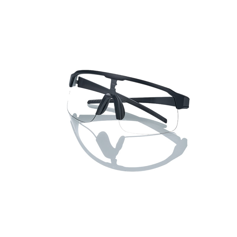 Sportsonnenbrille, schwarzer Rahmen, weiße Gläser