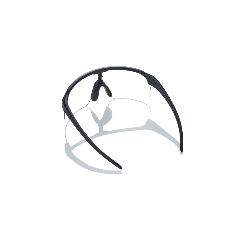 Sportsonnenbrille, schwarzer Rahmen, weiße Gläser