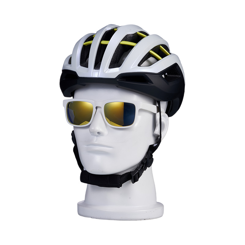 SP010 Polarisierte Fahrradbrille, weißer Rahmen + gelbe Gläser