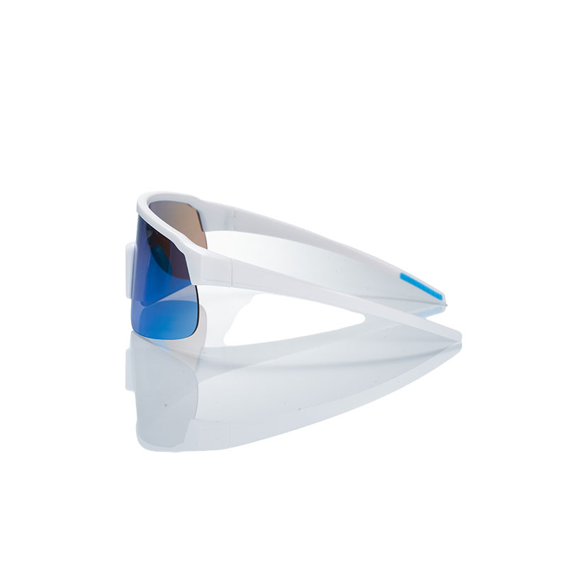 Sport-Sonnenbrille, weißer Rahmen, blaue Gläser