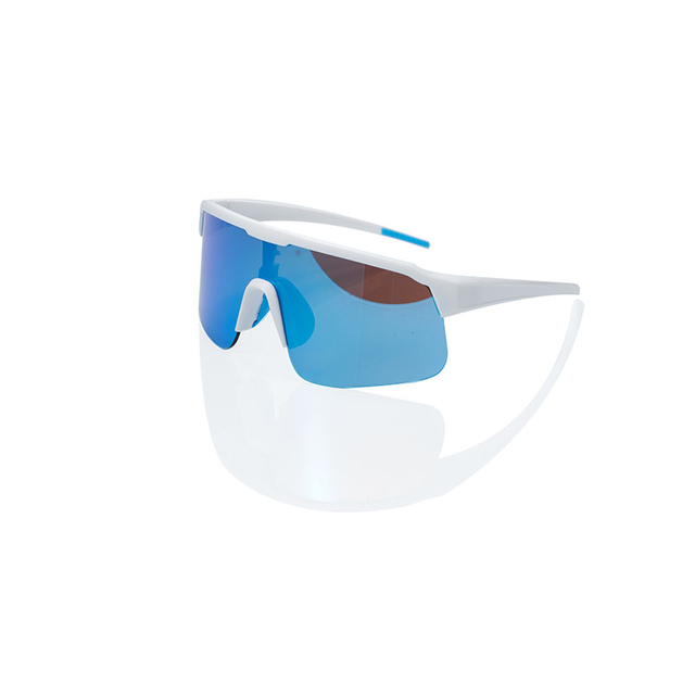 Sport-Sonnenbrille, weißer Rahmen, blaue Gläser